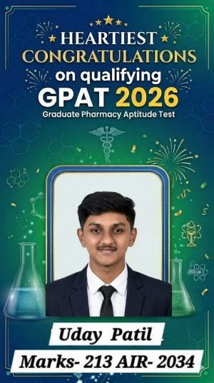 Uday Patil — GPAT 2026 qualified · 213 marks, AIR 2034