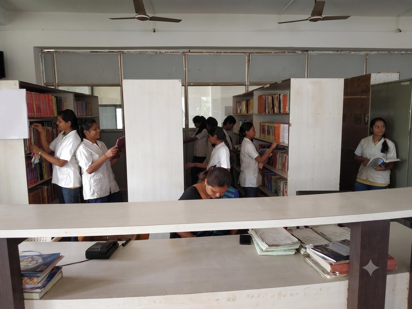 Students reading in the institute library